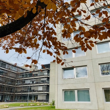 House of students and the building Pfaffenwaldring 7 on the campus Vaihingen.